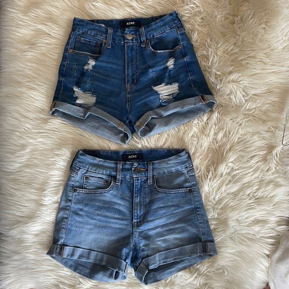 Aeropostale Pants - Aero bundle lot set of two Jean short shorts light and medium Wash high waisted
